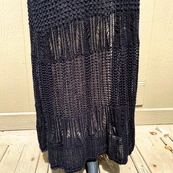 Vintage Open Crochet Boho Long Sweater Vest Cardigan - Picture 9 of 10